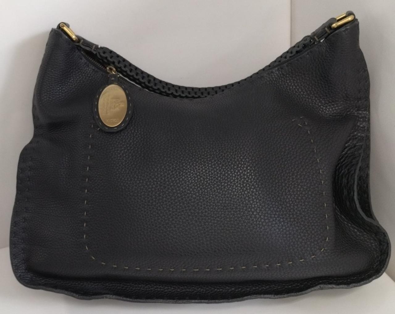 RARE FENDI Celia One Shoulder Bag Model FF0911 Black Leather