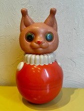 Vintage USSR doll tumbler, Roly-Poly Doll,Blow Plastic Tumbler Squirrel Doll
