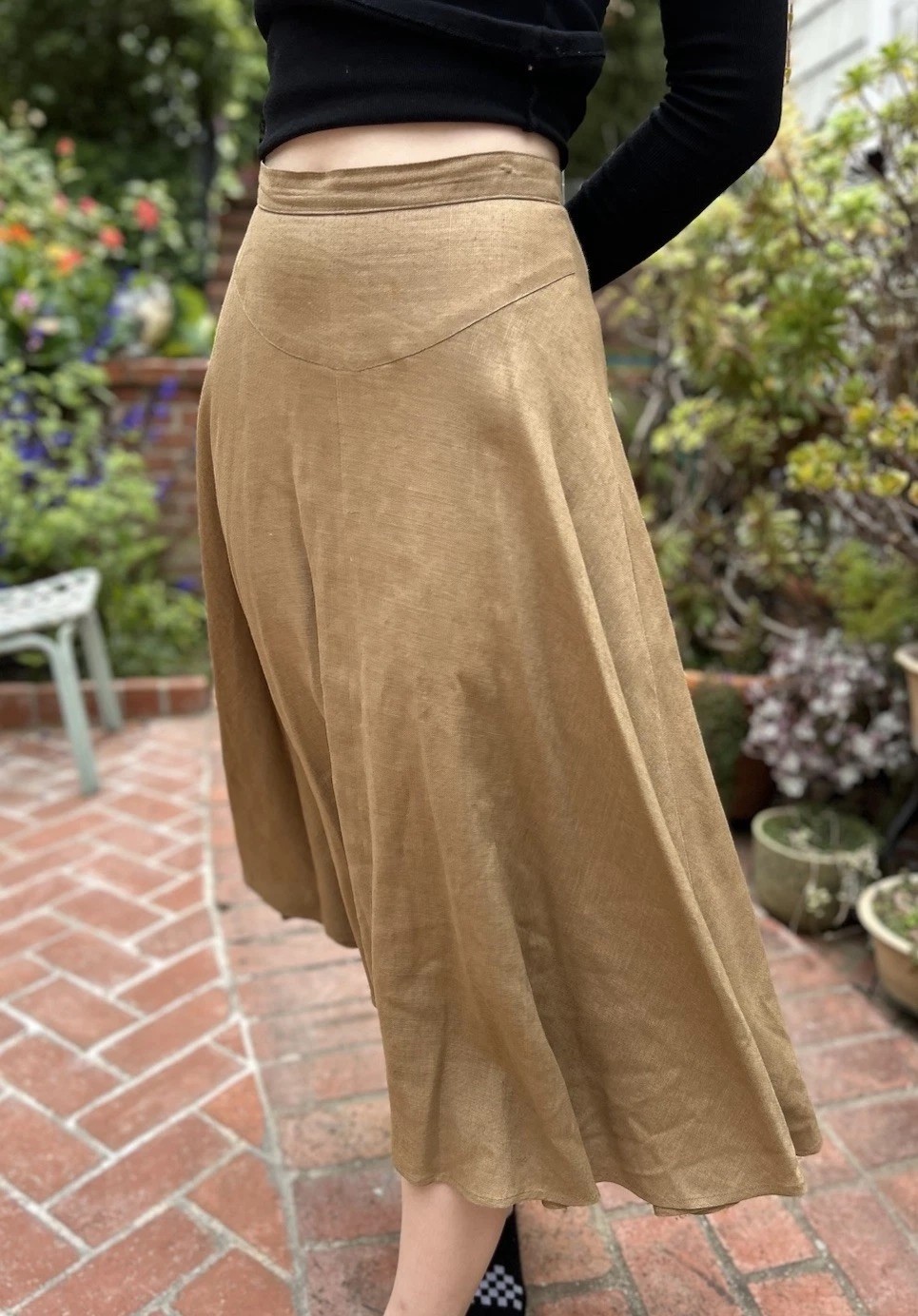 Vintage Carole Little 8 100% Linen Full Skirt Brown Safari
Opens in a new window or tab