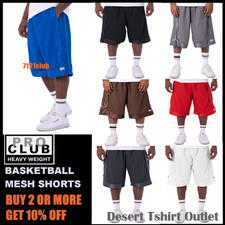 PRO CLUB Mens Mesh Basketball Shorts PROCLUB Heavyweight Jersey Gym Shorts S-7XL