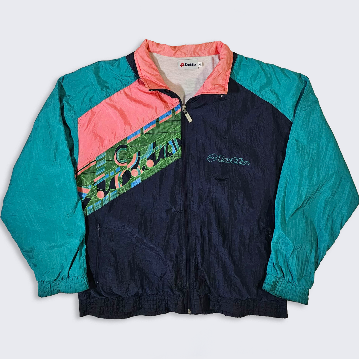 Lotto Vintage 90s Color Block Italy Windbreaker Jacket - Light
