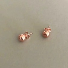 14K Rose Gold Mirror Ball Earring 6mm