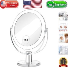 Elegant 6.25-Inch Double-Sided 1X/15X Magnifying Makeup Mirror with 360 Swivel