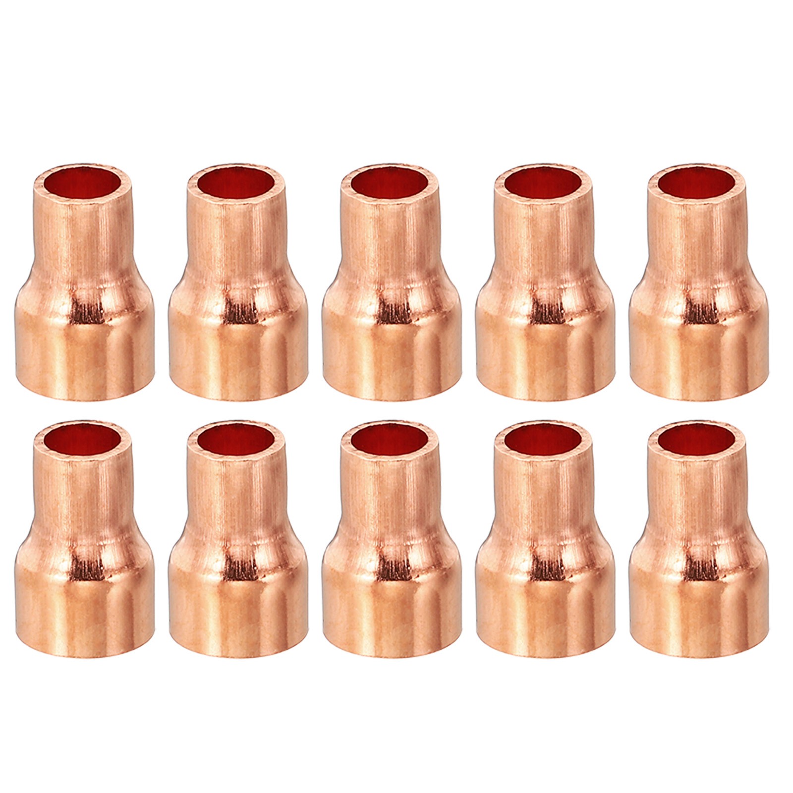 10Pcs 3/8" to 1/4" ID Copper Reducer Reducing Coupling Fitting Pipe Tube Adapter