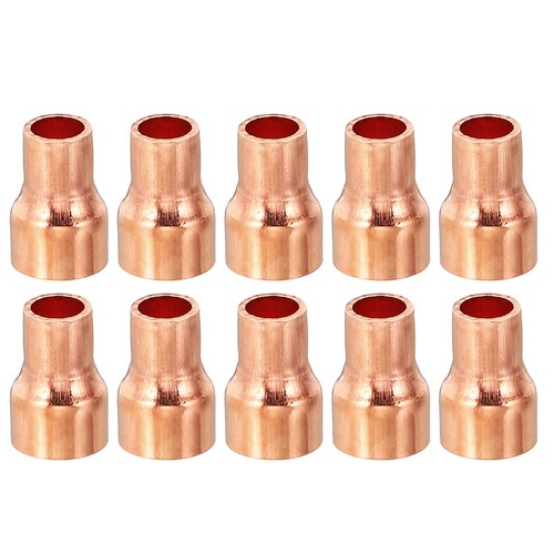 10Pcs 3/8" to 1/4" ID Copper Reducer Reducing Coupling Fitting Pipe Tube Adapter