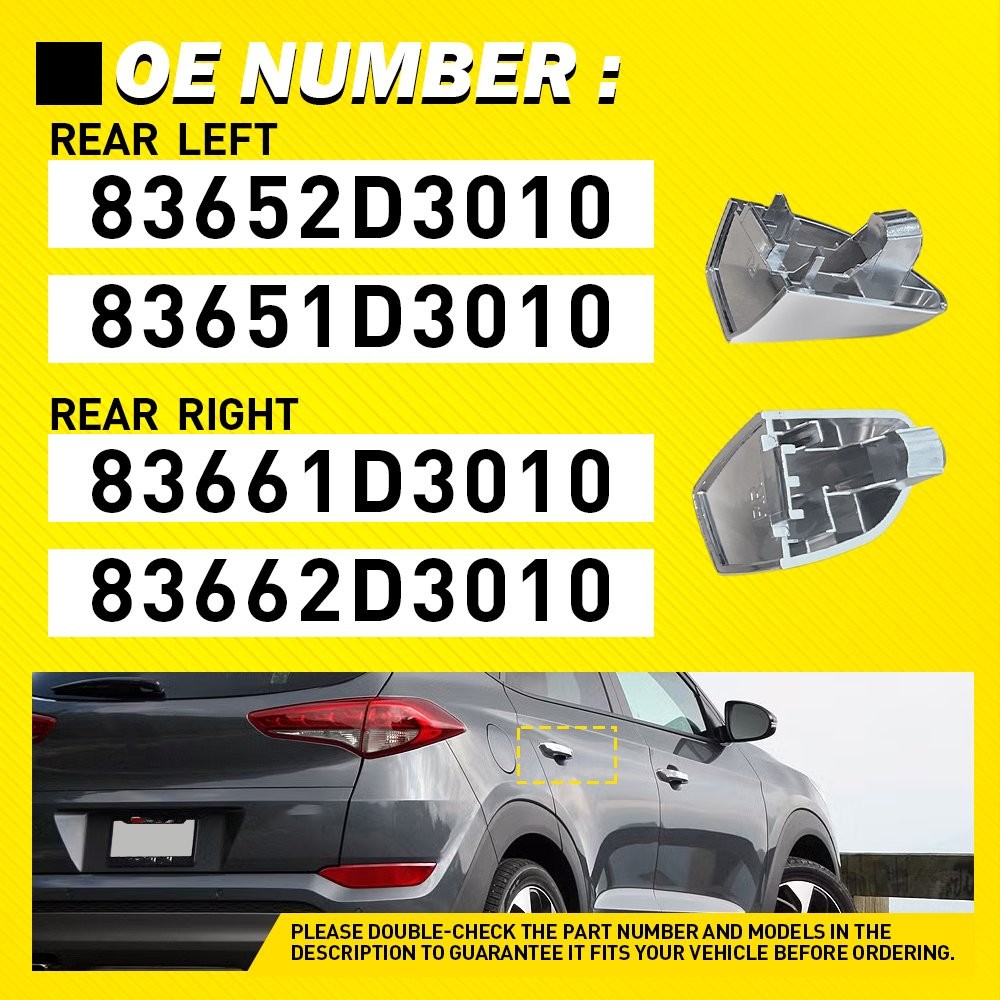 2pcs Exterior Door Handle Chrome Rear Left Right for 2016-2021 Hyundai Tucson EE thumbnail 2