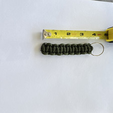 Green Paracord Keychain Fob w/ Key Ring Split Ring, 4 in, 1 Pack