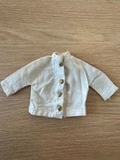 Vintage Barbie White LS jacket coat uniform gold oval snap buttons clothes top