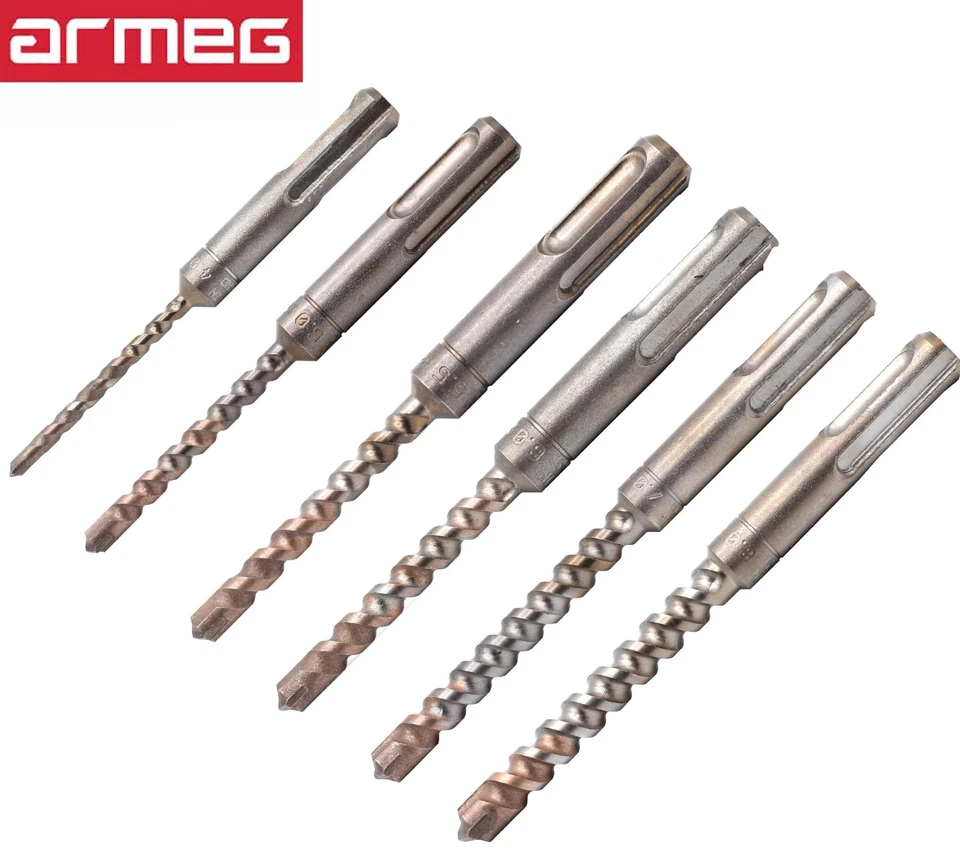 Armeg UK Stubby SDS+ Impact Masonry Fixings Quick Drill Bits, Sizes 4mm To 8mm