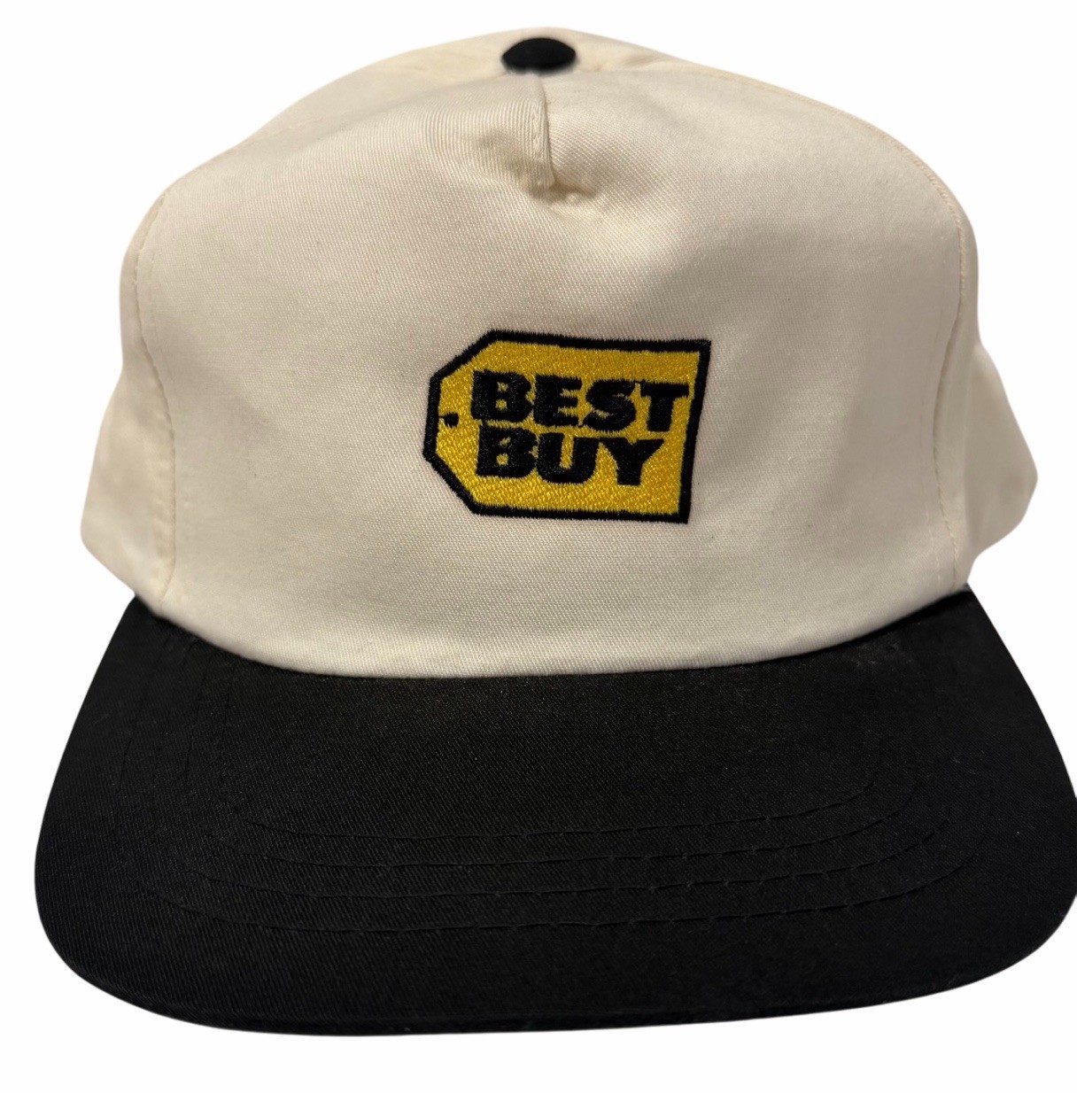 Vintage 1990’s Best Buy Employee Only White & BlackFlat Brim Snapback by Yupoong