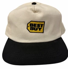 Vintage 1990’s Best Buy Employee Only White & BlackFlat Brim Snapback by Yupoong