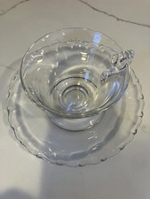Fostoria Clear glass cups and saucers Century pattern Seven Sets