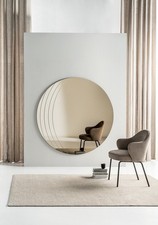 Specchio da parete di lusso rotondo con incisioni moderno per salotto CIC-868