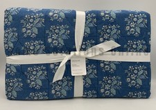 Pottery Barn Regan Floral Handcrafted Reversible Quilt Blue King Cal T1104