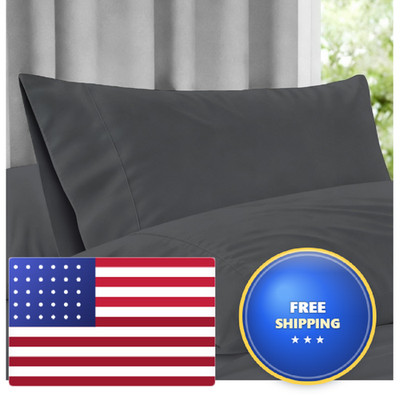 Pizuna Pure 100 Cotton Pillow Cases Queen Size Set Of 2 Dark Grey 600 Thread