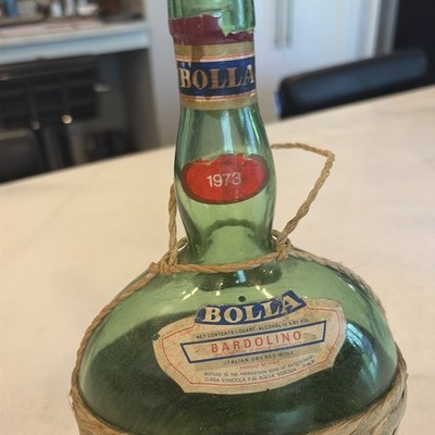 Vintage 1972 And 1973Bolla Bardolino Verona Italy Green Glass Wine Bottle Glass