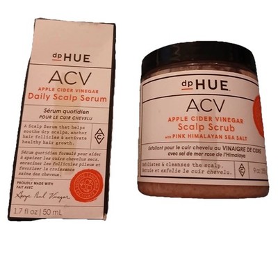 (2) dpHUE ACV Apple Cider Vinegar Scalp Scrub & Serum Himalayan Sea Salt 9oz NEW