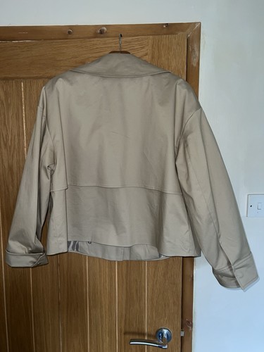 Neutral Light Beige Short Mac Trenchcoat Jacket Coat M&S 14 New Current Summer - Picture 3 of 3
