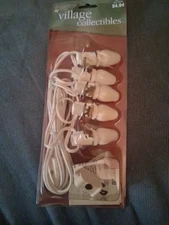 5 Light Set for Christmas Village Buildings with on/off Switch White Cord  NIB