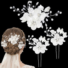 3 PCS Wedding Hair Piece, Rhinestone Hair Clips for Brides, Crystal Bridal Large