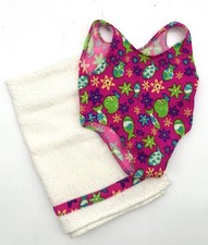 Build-A-Bear Swimsuit  Towel Set Pink Tropical Fish Bathing Suit Clothes Summer