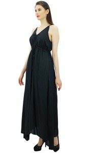 Détails Sur Taille Cordon Serrage Robe Longue Plage Coton Robes Moulantes Station Noir