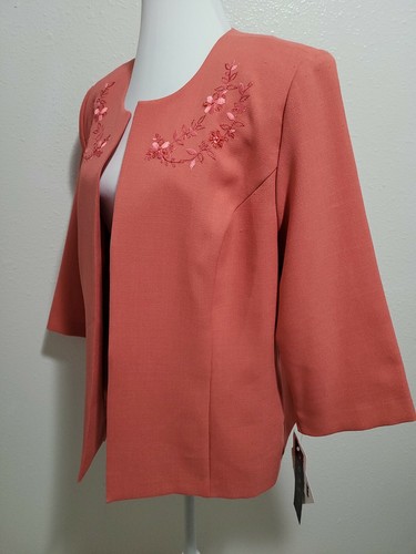 MWT KORET Women's Jacket 3/4 Sleeve Round Neck Open Front Shoulder Pads.Size 8 - Picture 5 of 12