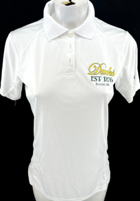 NEW University of Oregon UO Ducks White SS Golf badger Polo Shirt Women's M