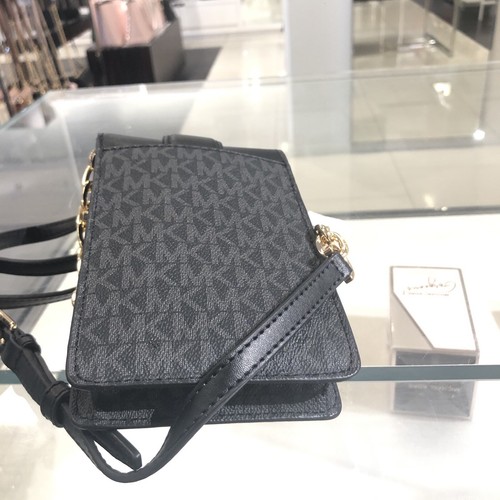 MICHAEL KORS WOMENS CARMEN SMALL PHONE HOLDER CROSSBODY BAG PURSE SHOULDER BLACK - Picture 4 of 12