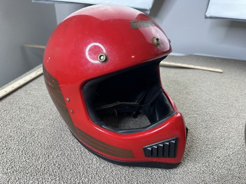 70s Grant Motorcycle Helmet Bubble Visor Red Gold Wings S/M Motocross USA VTG - Picture 12 of 14