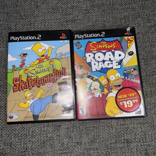 Simpsons Skateboarding & Road Rage (Sony PlayStation 2, 2002) W/ Manuals Tested - Picture 3 of 4
