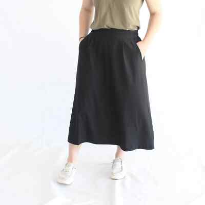 NWT Inherit Briar A-Line Long Midi Black Sport Skirt Size S - 4XL Modest Pockets