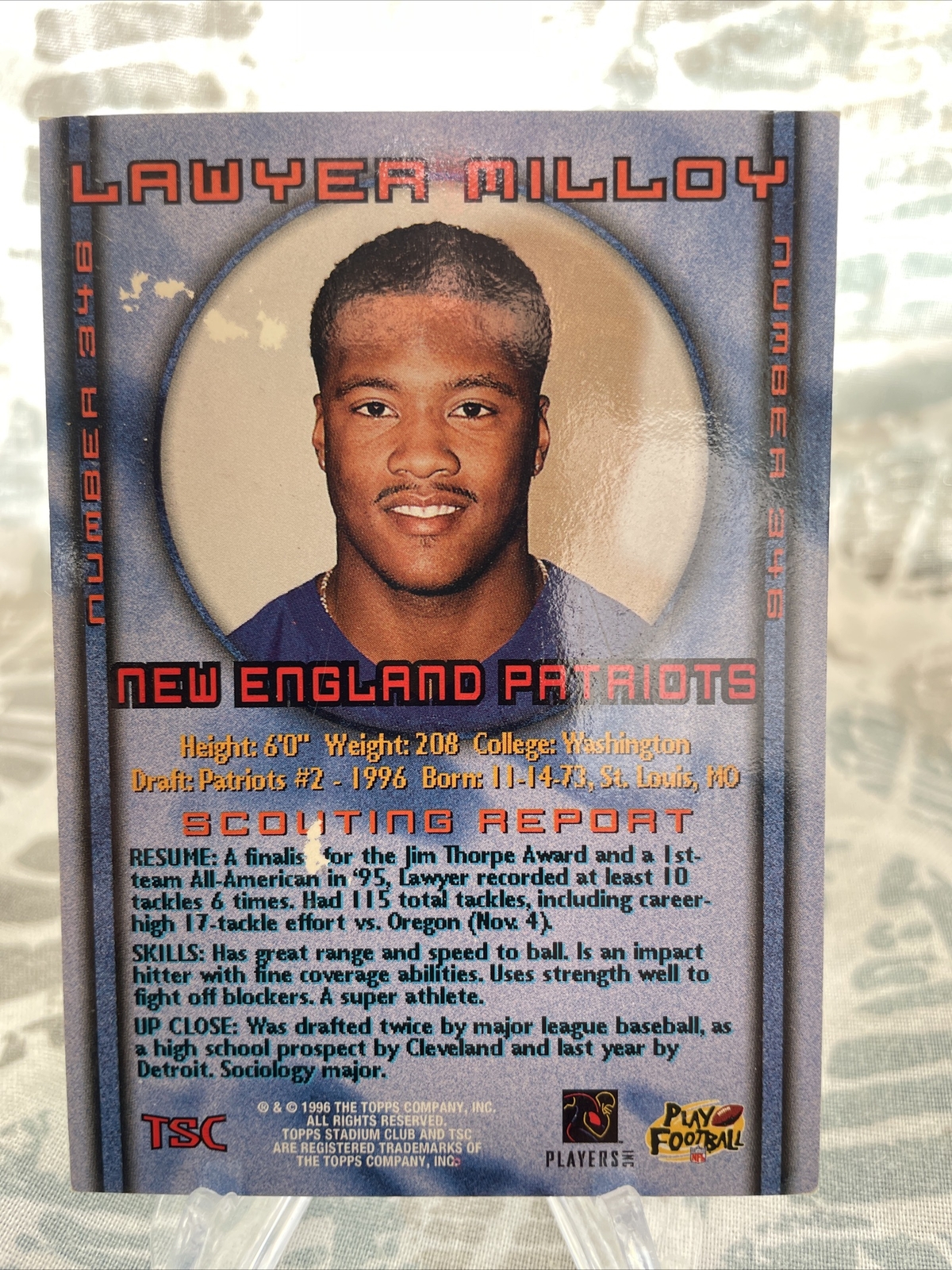 1996 Stadium Club Football Card 346 Lawyer Milloy SP Rookie eBay