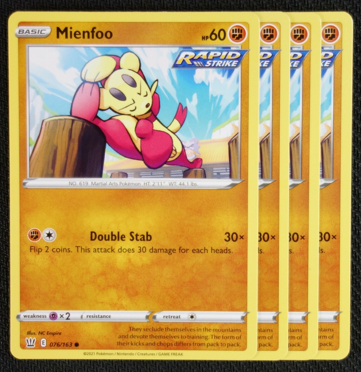 Pokemon Cards 4x Mienfoo 076/163 Playset Battle Styles NM/M