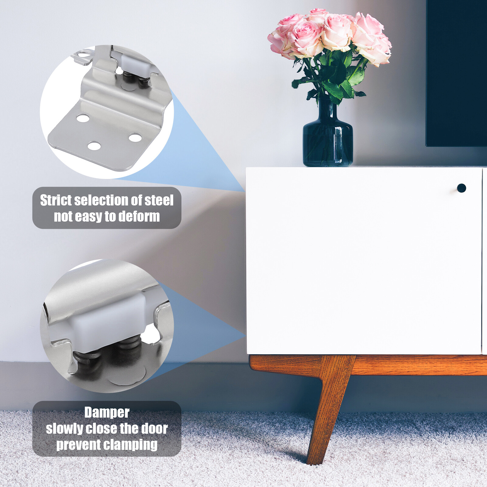 3/8-inch Inset Cabinet Door Hinges Face Mount Self Closing Cabinet Door Hinges