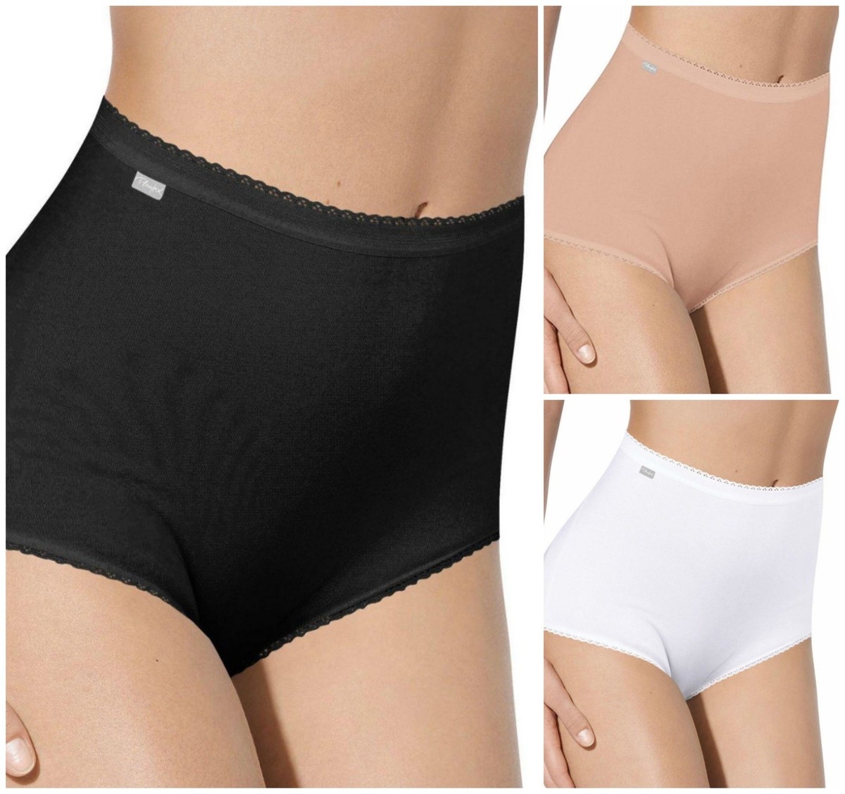 Playtex Cherish 3pk Cotton Maxi Brief (P00BQ) in Black Nude or White M-7XL  | eBay