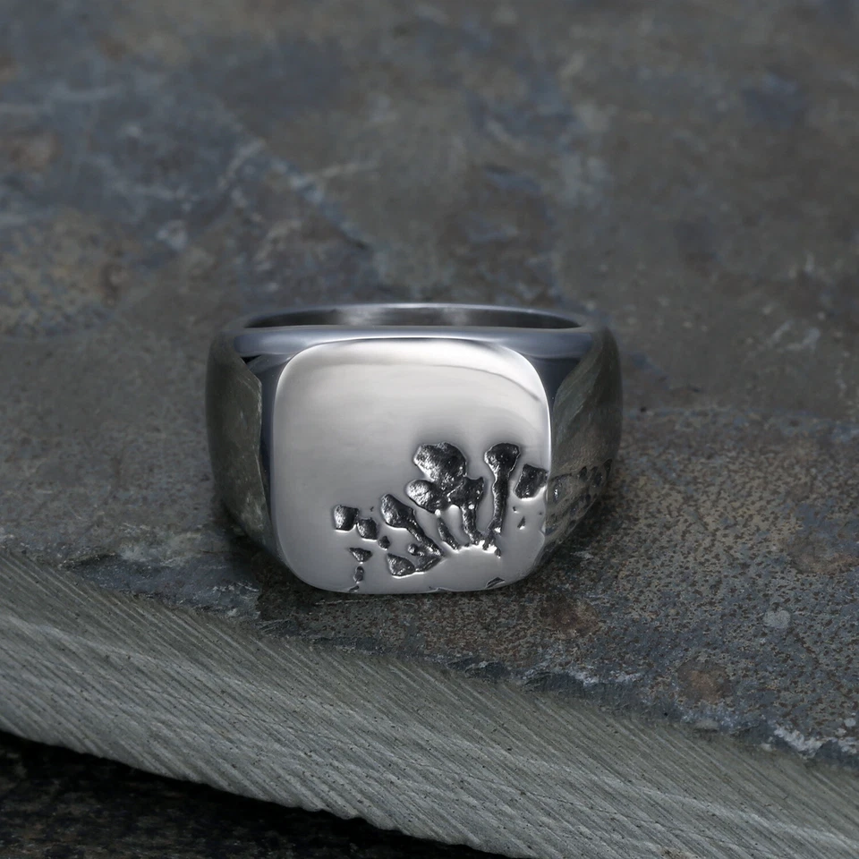 Anillo Pulido Cuadrado Para Hombre Bandas Acero Inoxidable Anillo Plata Moda Personalidad Foto 3 de 3