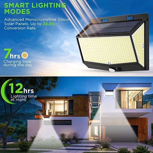 468-LEDs Lámpara Solar Lámpara Solar PIR Sensor de Movimiento Automático Para Patio Jardín - Imagen 6 de 13
