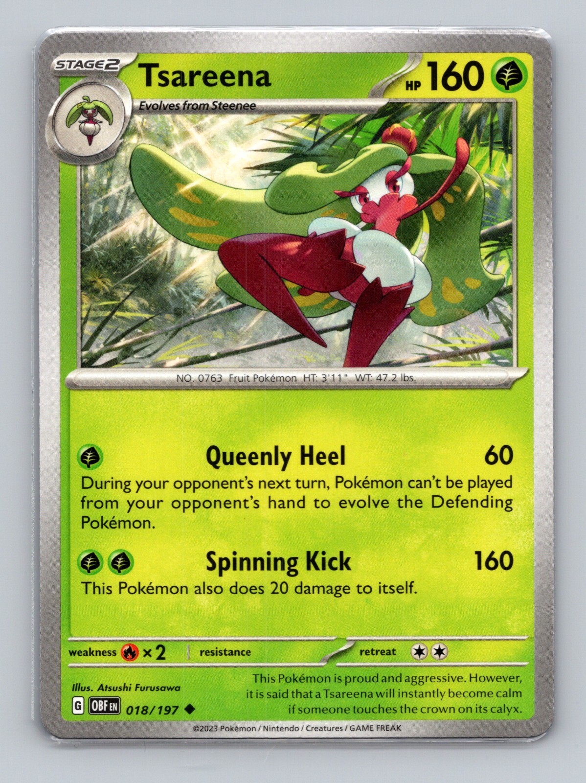 Tsareena 18/197 Obsidian Flames Uncommon NM OBF EN Pokemon Card Scarlet & Violet