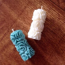 Rose Mini Round Pillar Scented Candles Home Decor Bathroom Bedroom 2 Pack Combo