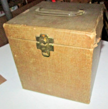 VTG TAN 45 RPM 7" Record Carrying Case Box Holds 80 PLATTER PAK W/ INDEX CARDS