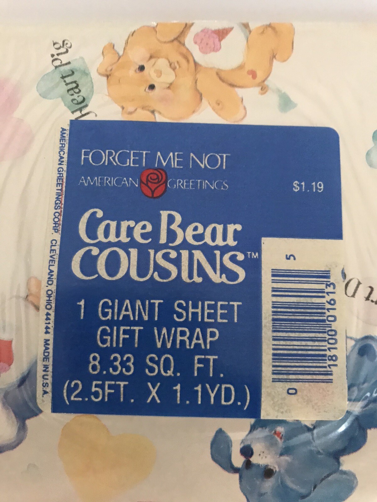 VTG CARE BEARS COUSINS American Greetings Gift Wrapping Paper One Giant Sheet