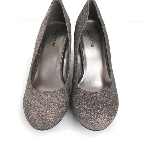 Call It Spring Golden Silver Multi Color Glitter Sparkly Heels Pumps 7 Sparkle - Picture 4 of 9