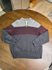 Dockers Mens Colorblock Acrylic Half-Zip Sweater L/G Gray/Burgundy