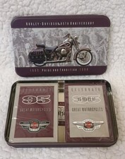 Vtg Harley Davidson '98 Embossed Tin Playing Cards 2 Decks 95th Anniversary