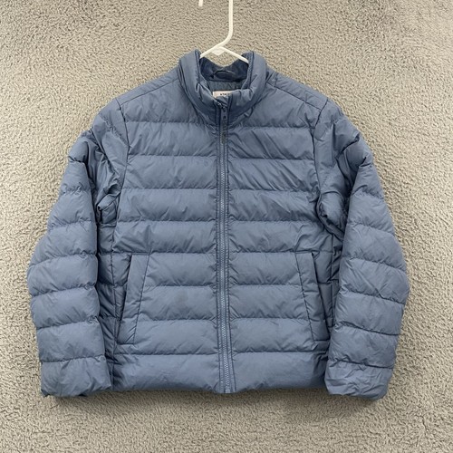 Athleta Mädchen Daunenjacke Jugend XL/14 blau wattiert gesteppt Tasche Reißverschluss Outdoor