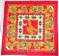 Vintage Southwest Mexican Folk Art Coyote Moon Cactus Red TexMex Cowboy West 21"