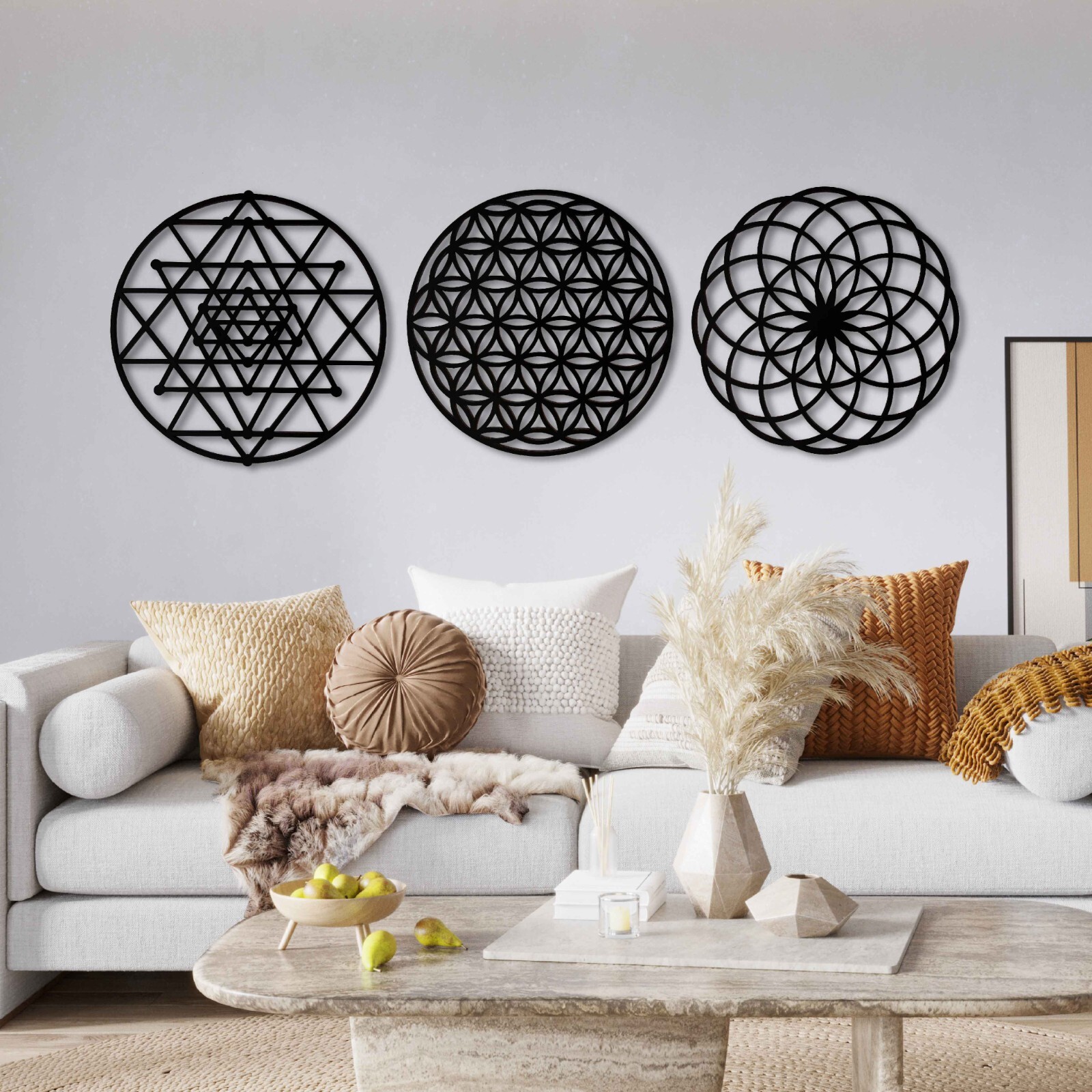 Sacred Geometry Wood Wall Art Decor, Geometric Mandala Wooden Wall ...