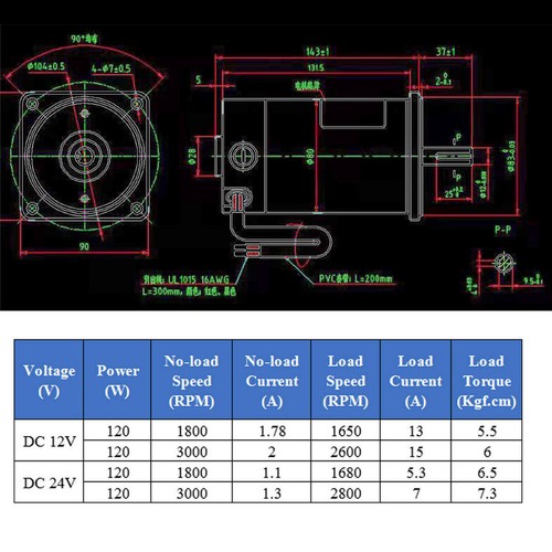 DC 12V/24V 120W Micro High-speed Silent Electric Motor 1800RPM 3000RPM 5D120GN-C - Picture 2 of 7