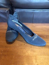 Selby Women’s Pumps Shoes Black Heels 👠 With Bling 6.5 Super Slim Narrow